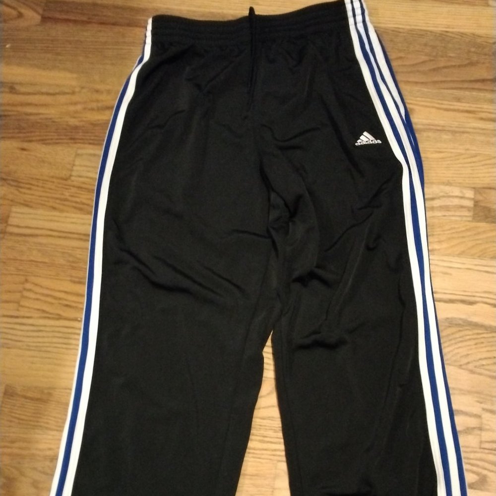 Adidas 100% Polyester Athletic Warm-up Pants (Size: Medium)